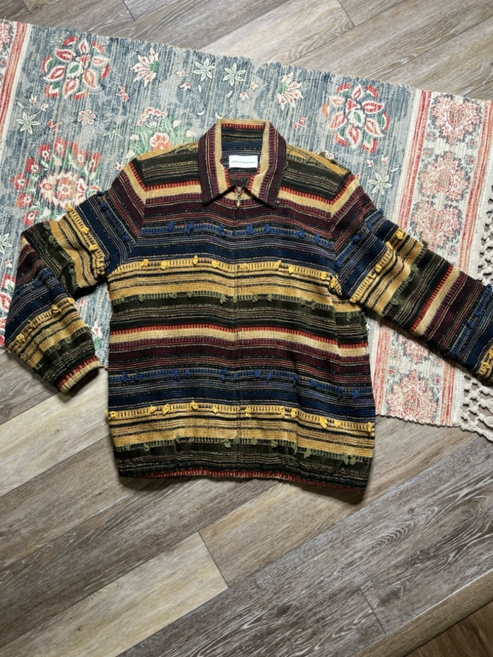 Vintage Alfred Dunner striped tapestry,  woven zipper jacket